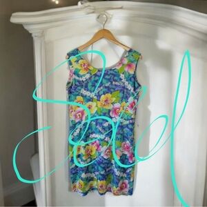 Vintage Jams World Orchids Of Hawaii Mini Dress Sleeveless Sheath Sz 9 Medium